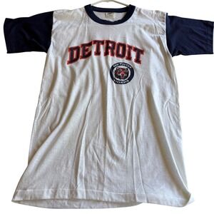 Vintage Detroit Tigers Ringer T-Shirt 80s Mens Small Trench